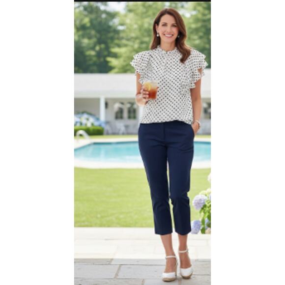 CROSBY by Mollie Burch Tops - Crosby White & Black Ruffle Sleeve Top Size L EUC - Must Have!